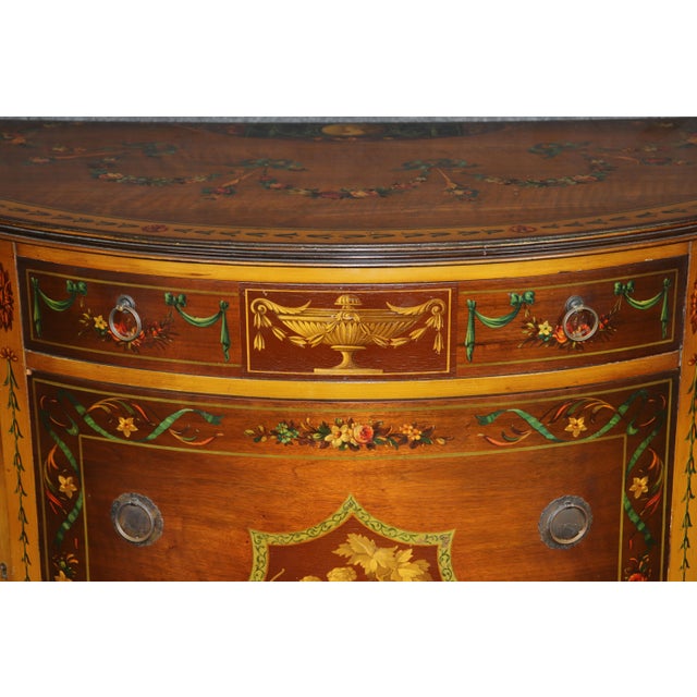 Brown 1930's Adams Style Paint Decorated Demilune Commode For Sale - Image 8 of 10