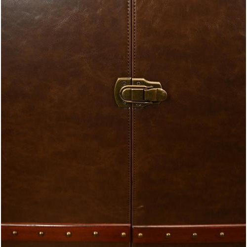 Campaign Leather Drinks Cabinet with Mirror For Sale - Image 4 of 13