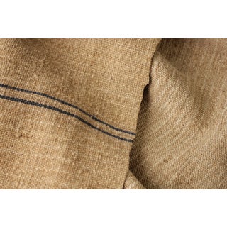Grain Sack Fabric Bolt 2.94 Yards One Side Blue One Side Gray Stripes Antique Homespun Striated Linen For Sale