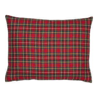 Scottish Tartan Red Cushion With Velvet Back With Feather Filler - 33x46cm (15"x18") For Sale
