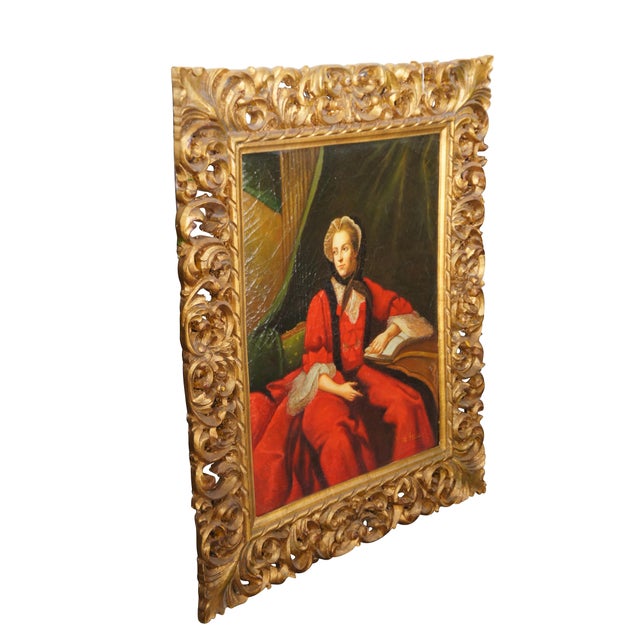 A large and beautiful hand painted reproduction of Marie Leszcynska, Queen of France, After Jean-Marc Nattier. The...