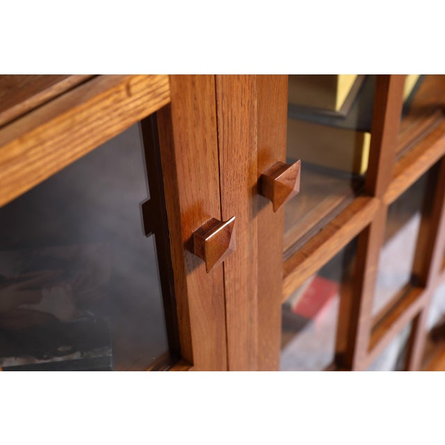 Brown Mission Solid Oak Double Door Bookcase - Michael's Cherry For Sale - Image 8 of 11