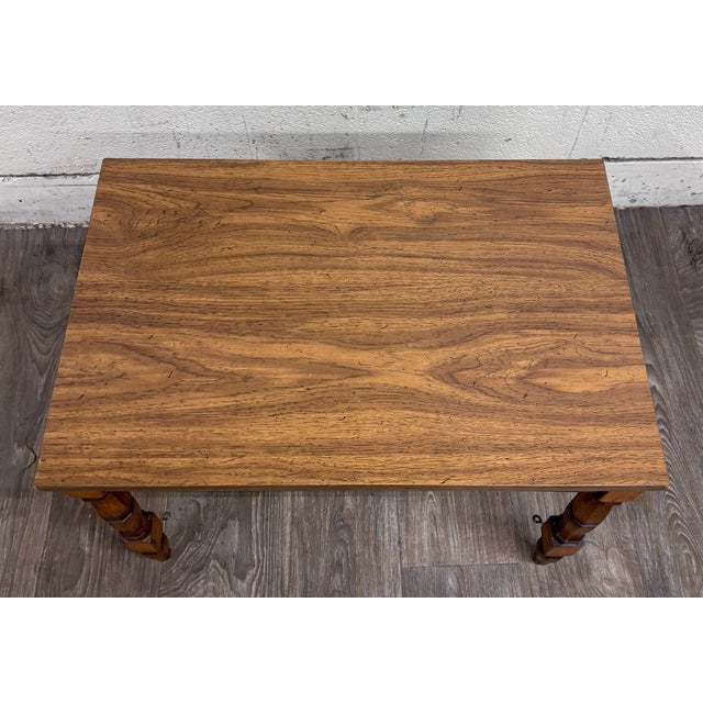 Brown Vintage Jacobean Revival Style Coffee Table Side Table End Table For Sale - Image 8 of 10