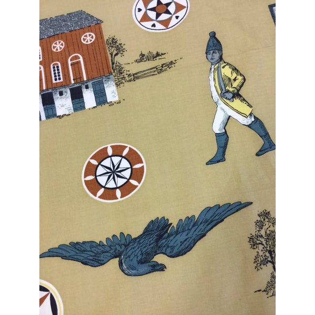 Khaki 1950s Figurative Printed Cotton Twill Pillow Fabric For Sale - Image 8 of 13