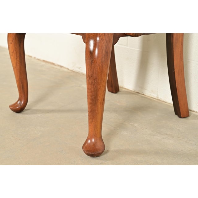 Baker Furniture Style Queen Anne Solid Walnut Armchair, Circa 1960s For Sale - Image 9 of 11