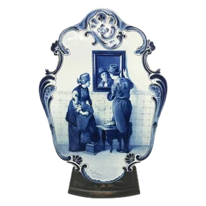 Large Dutch Delft Bottle Plate After C. Bisschop from Porceleyne Fles, 1889
