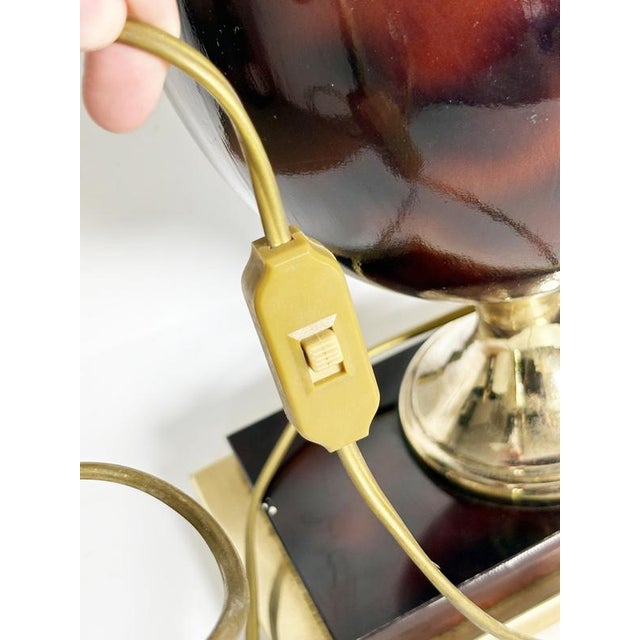 Burgundy-Colored Lamp with Brass Accents, France, 1970 For Sale - Image 9 of 16