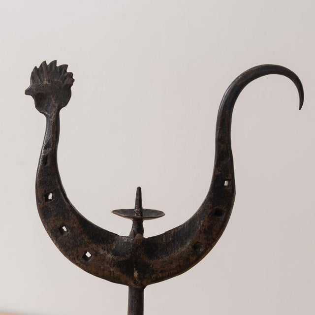 Black 1950s French Iron Rooster Candlestick For Sale - Image 8 of 13