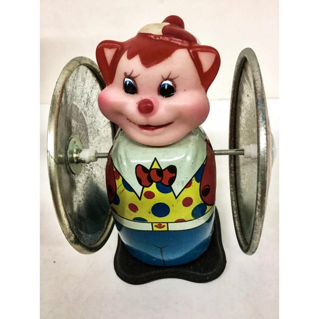 Vintage Wind-Up Toy Bear Whirling Wheel New in Box For Sale - Image 4 of 9