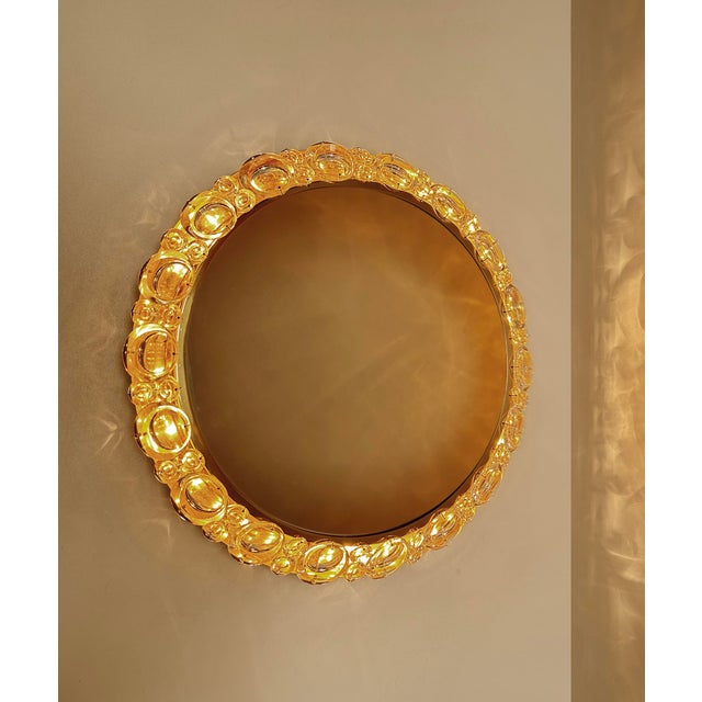Gold Large Illuminated Mirror from Palwa, 1960s For Sale - Image 8 of 18
