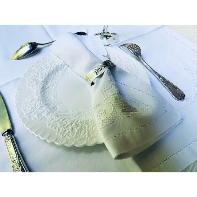 Antique French Linen Napkins, Set of 5, Hemstitched Ladderwork Embroidery, Circa 1900 For Sale - Image 6 of 15