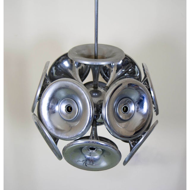 Sputnik Pendant in Chromed Metal, 1970s For Sale - Image 6 of 9