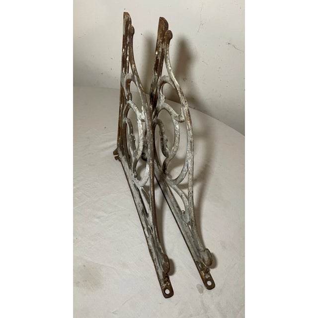 Gray Large Pair Antique Cast Iron Architectural Salvage Wall Corbels Bracket Sconce For Sale - Image 8 of 13