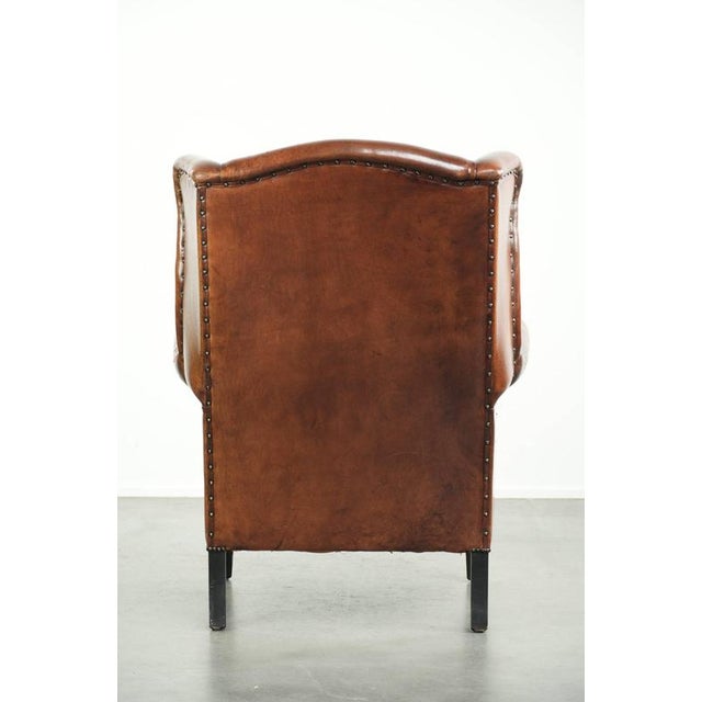 Sheepskin Wing Armchair with Black Piping For Sale - Image 4 of 18
