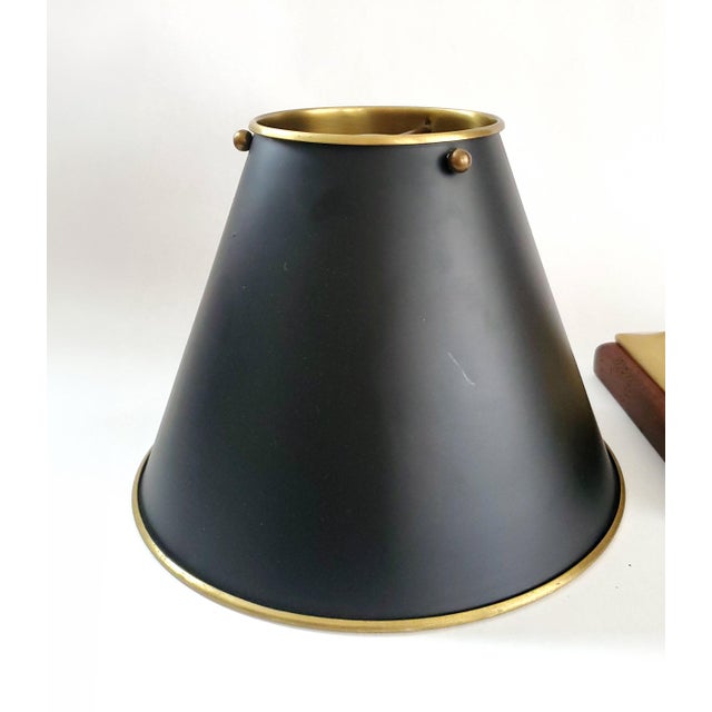 1970s French Bouillotte Style Brass Desk or Table Lamp With Painted Brass Shade For Sale - Image 11 of 13