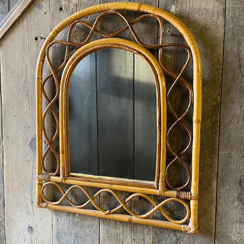 Arched Bamboo and Cane Mirror Wall Mirror For Sale - Image 6 of 8