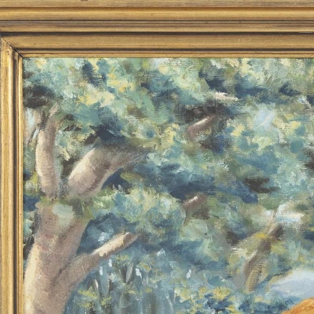 Painting - Augusto Gomes Martins. "Rural Landscape". Oil on canvas. Signed and dated 1944. Traces of woodworm treated on...