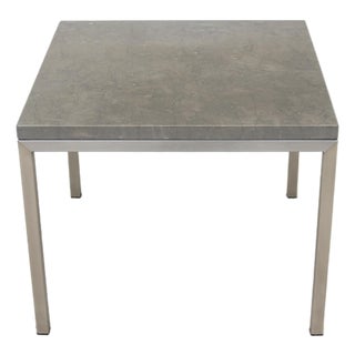 Parsons Style Square Occasional Table Concrete Top and Stainless Steel Base For Sale