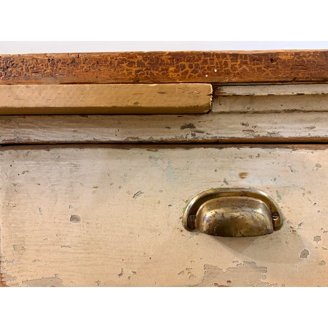 White Antique Primitive Wood Cabinet For Sale - Image 8 of 9