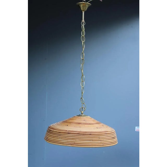 Italian Round Bamboo Chandelier, 1950s For Sale - Image 10 of 10