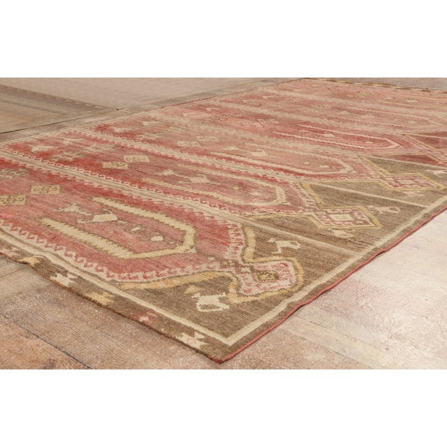 Brick Red Vintage Turkish Oushak Saph Prayer Rug, 05'07 X 09'03 For Sale - Image 8 of 10