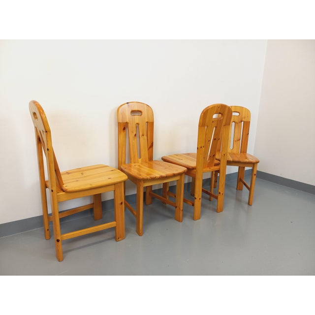 Wood Vintage Pine Chairs, 1970s, Set of 4 For Sale - Image 7 of 18