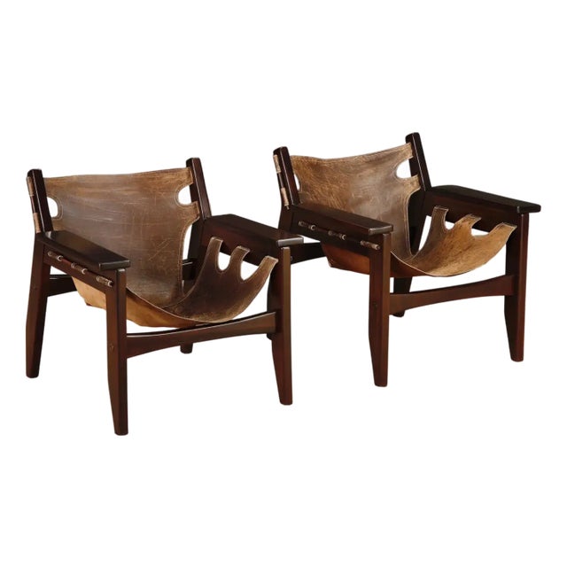Sergio Rodrigues 'Kilin' Lounge Chairs in Rosewood & Leather, Oca, Brazil 1970s For Sale