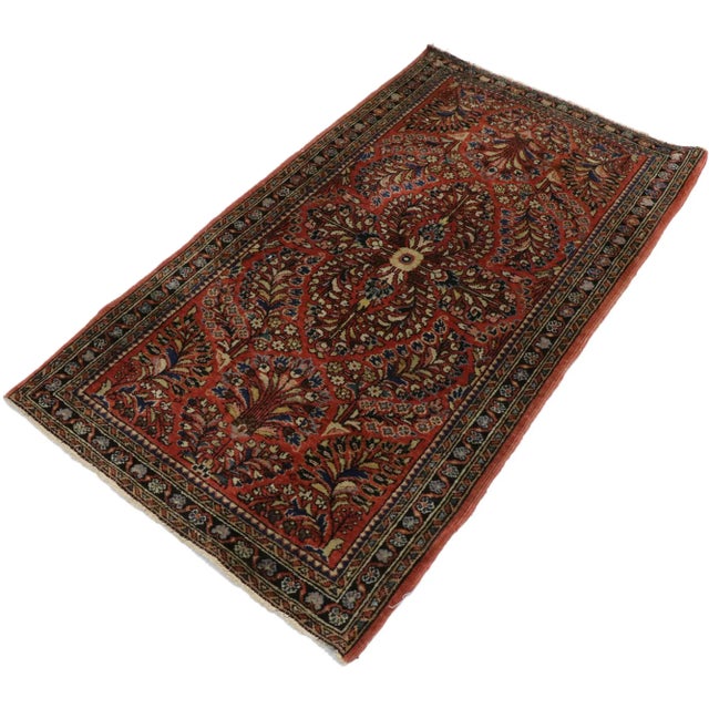 Antique Persian Sarouk Accent Rug with Victorian Style 02'02 x 04'00. With timeless appeal, refined colors, and...