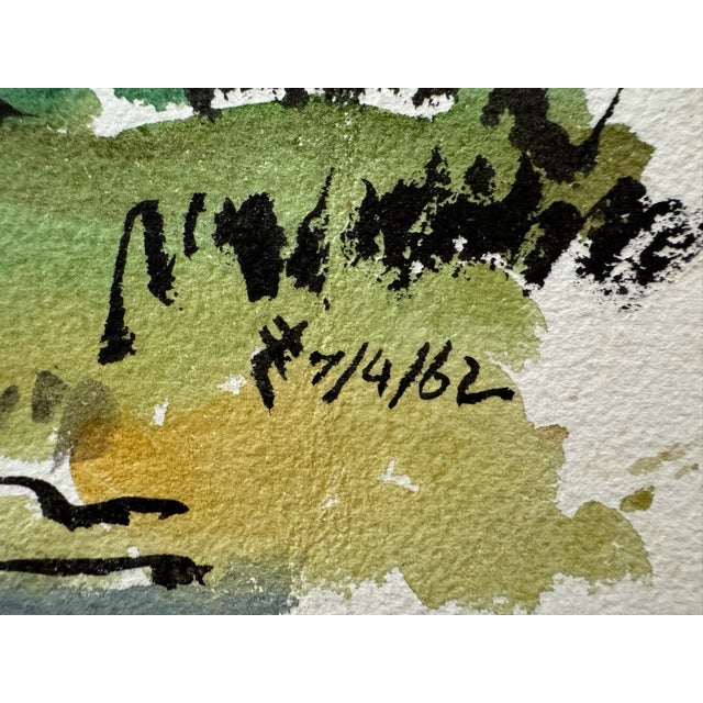 1960s Henry Emil Salloch Original Watercolor on Paper Durham, 1962. For Sale - Image 5 of 7