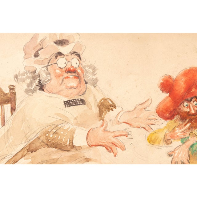 Antique political cartoon watercolor created by renowned American illustrator James Montgomery Flagg (1877–1960). The...