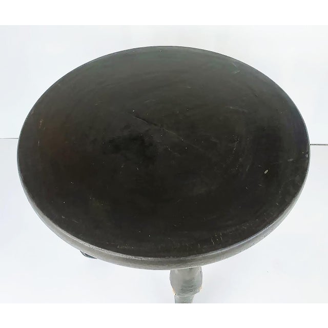 Vintage Ebonized Wooden Carved African Elephant Table For Sale - Image 4 of 7