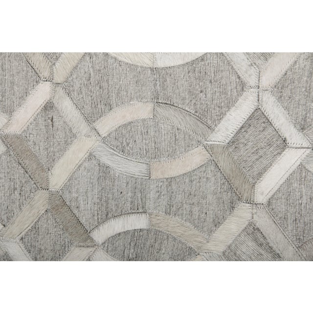 Not Yet Made - Made To Order Dover Patchwork Leather Viscose Silver Ivory Rug - 11'6"x14'6" For Sale - Image 5 of 8