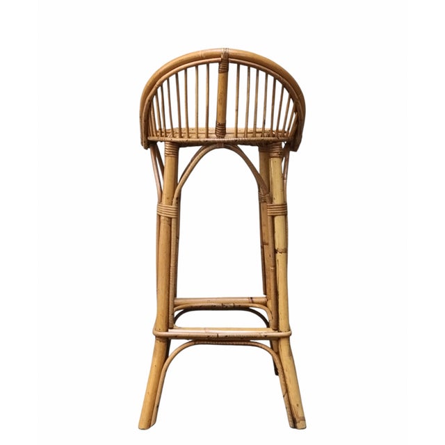 Wood Vintage Rattan and Bamboo Bar Stools by Franco Albini, Italy, 1960s, Set of 6 For Sale - Image 7 of 9