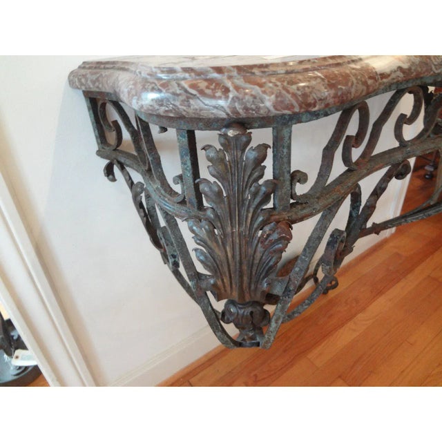 Black Early 19th Century French Regence Wrought Iron Console Table With Marble Top For Sale - Image 8 of 11