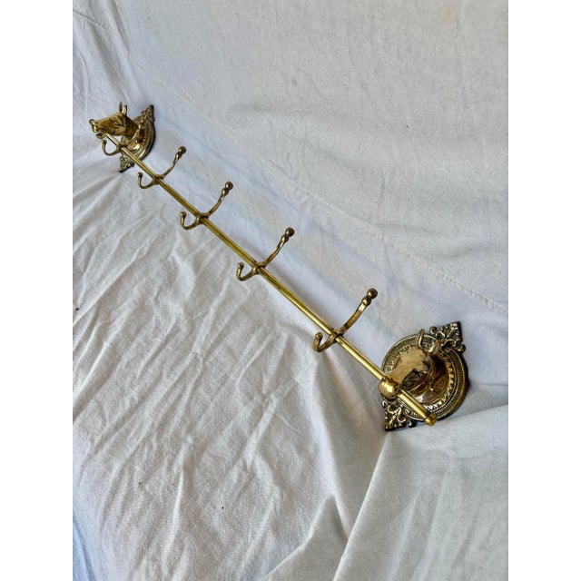 Mid 20th Century Brass Horse Head Equestrian Five Hook Coat Rack For Sale - Image 4 of 12