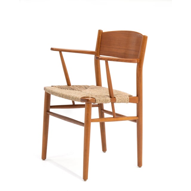 Mid-Century Modern Børge Mogensen Danish Dining Arm Chair Restored Mid Century Søborg Møbler For Sale - Image 3 of 12