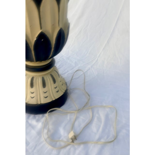 Mid 20th Century Mid Century Modern Blue and White Lotus Leaf Plaster Lamp For Sale In Palm Springs - Image 6 of 8