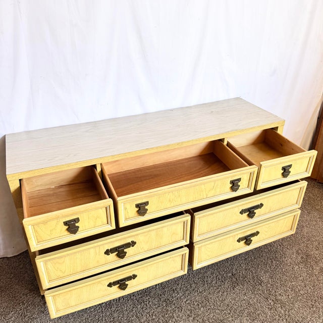 Chinoiserie Vintage Chinoiserie “Shanglrila” Dresser With Mirror by Dixie For Sale - Image 3 of 12