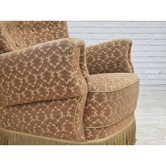 Danish Lounge Chair in Velour and Beech, 1960s For Sale - Image 6 of 15