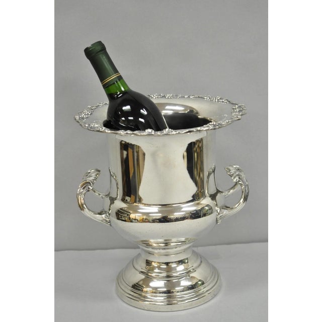 Vintage Trophy Cup Silver Plated Grapevine Bar Champagne Chiller Ice Bucket. Circa Late 20th Century. Measurements: 10" H...