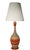 Mid Century polychrome and textured sand colored glaze ceramic table lamp, circa 1950's. The lamp is in good, original,...