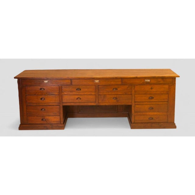 Rustic Vintage Wood Sideboard with 16 Drawers For Sale - Image 3 of 15