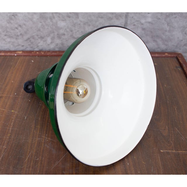 Metal Industrial Enamel Ceiling Lamp in Green, 2000s For Sale - Image 7 of 8