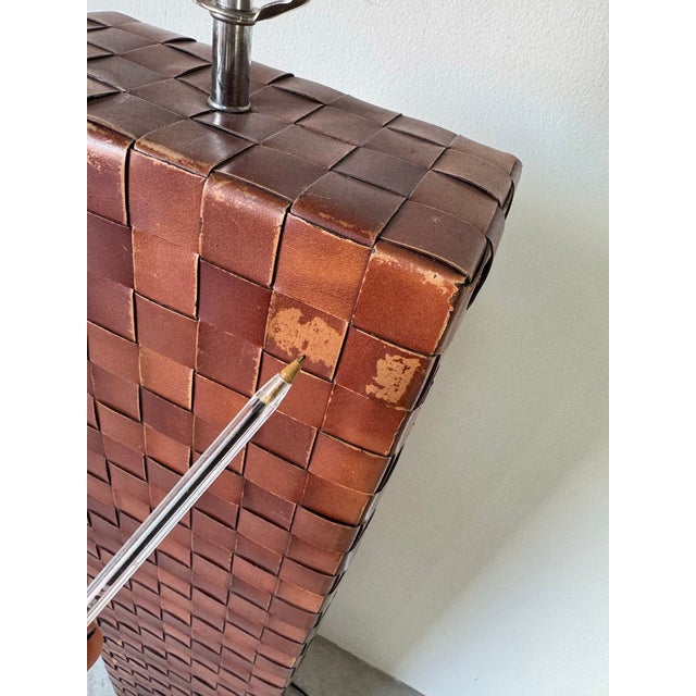 1980’s Vintage Woven Leather Floor Lamp Attributed to Paul Dupré-Lafon for Hermès For Sale - Image 9 of 12