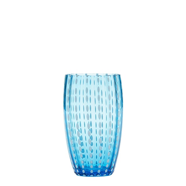 Contemporary Zafferano 15oz Perle Beverage Glasses (Set of 2) - Aquamarine For Sale - Image 3 of 3