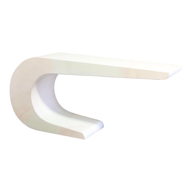 Pierre Cardin White Lacqured Waterfall Console Table For Sale