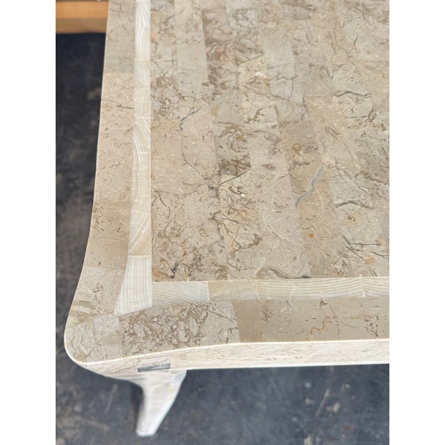 Brass Sculptural Tessellated Stone Game Table Brass Detail by Maitland Smith For Sale - Image 8 of 10