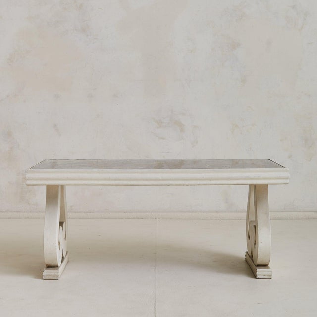 Art Deco French Wood Base Églomisé Coffee Table with Unicorn Motif, 1940s For Sale - Image 3 of 10