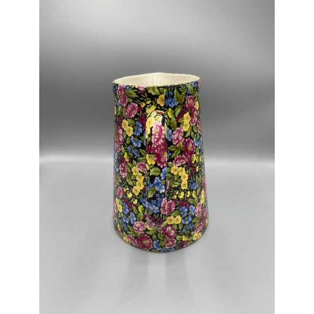 English Vintage Crown B Burslem Staffordshire Chintz Floral Pitcher For Sale - Image 3 of 7