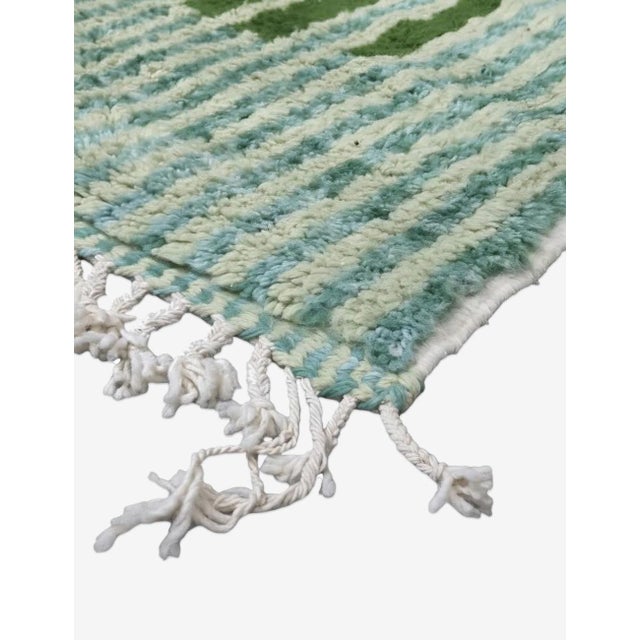 Contemporary Green Moroccan Rug Handmade Striped Rug - 10 X 8.4 Ft For Sale - Image 3 of 8